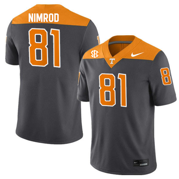 Tennessee Volunteers #81 Chas Nimrod College Football Jerseys Stitched Sale-Anthracite